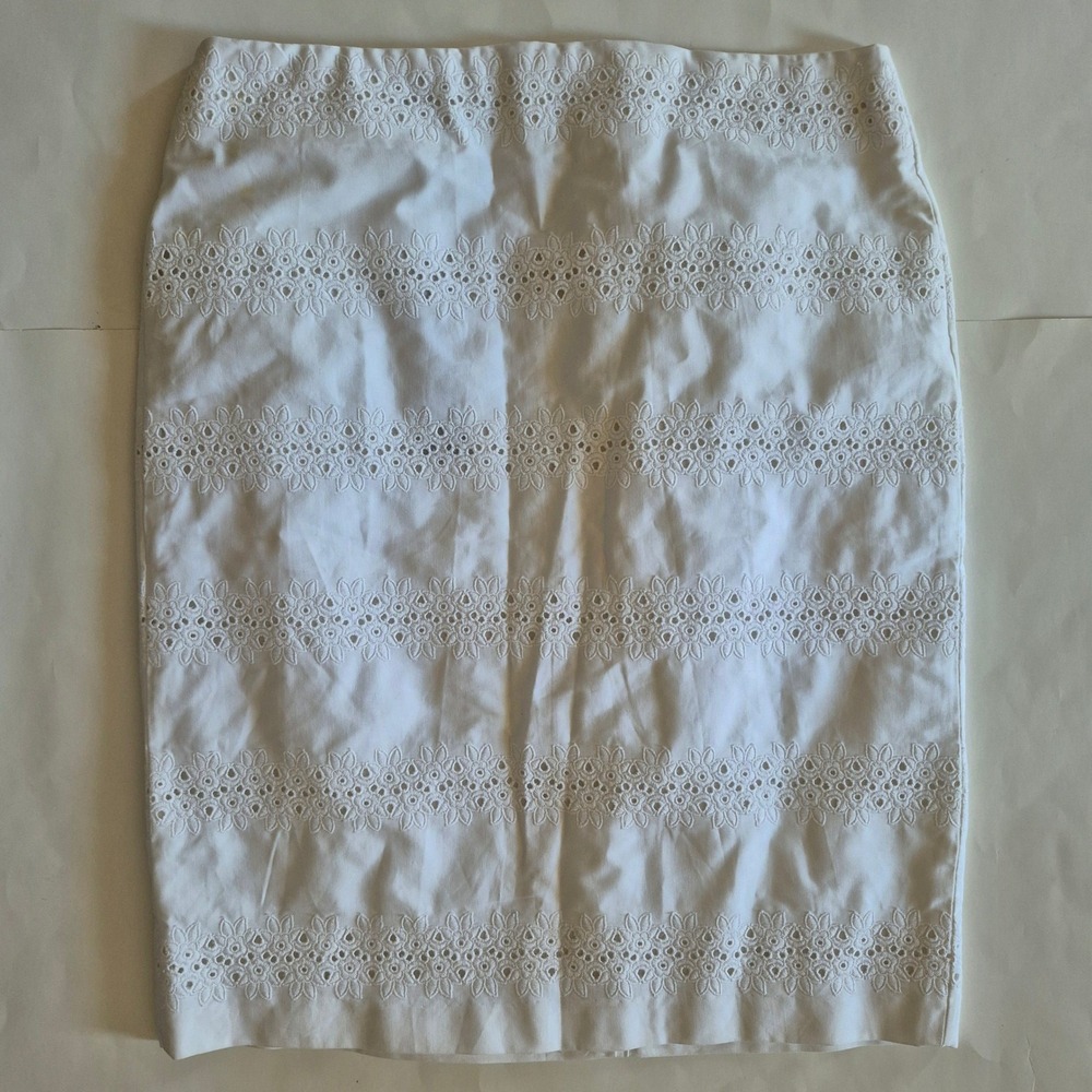 Talbots Petites White Eyelet Floral Pencil Skirt Size 6P New With Tags